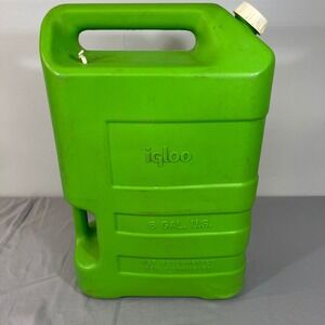 Vintage Igloo 6 Gallon Water Jug Lime Green Plastic Camping Emergency Storage
